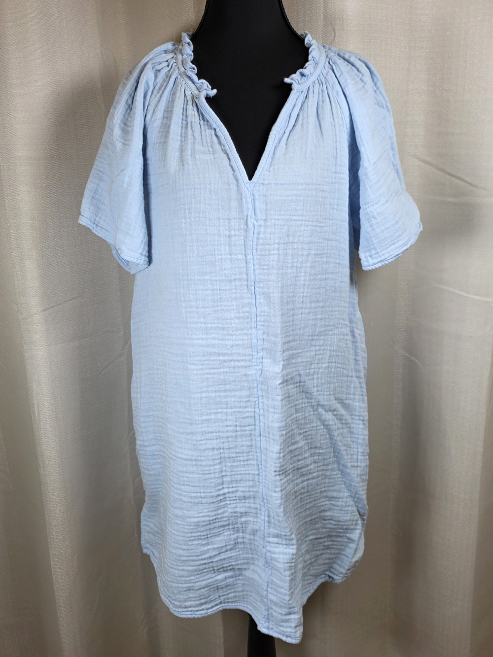 Old Navy Cotton Gauze Swing Tunic Dress Blue Oversized Boho Medium